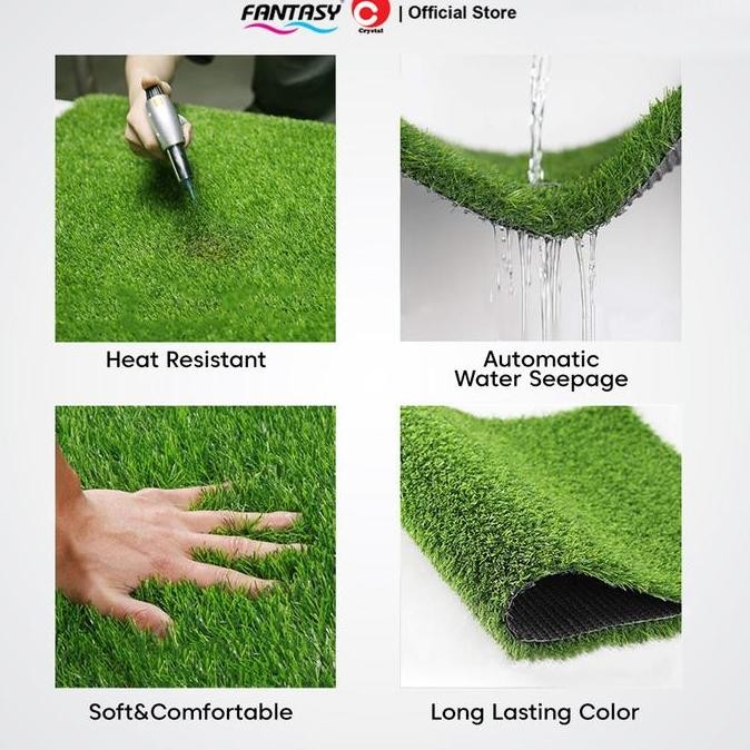Promo Fantasy Rumput Sintetis 3 Cm Premium King Jasmin Karpet Rumput Palsu Rumput Sintetis Meteran S