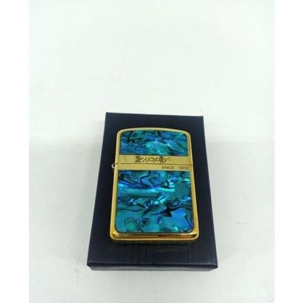 Korek Zipo Motif Gold Blue Korek Api Zipo