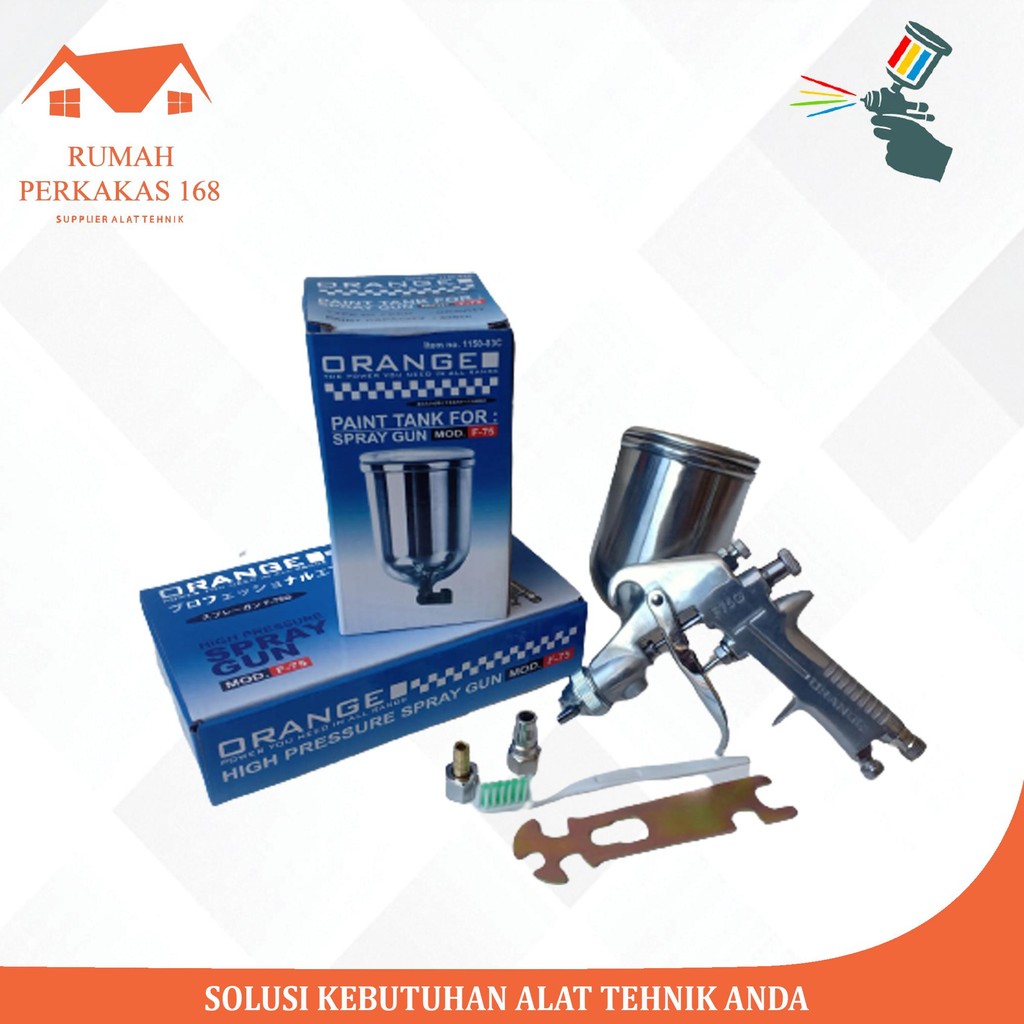 Spray Gun ORANGE F75 Tabung Atas