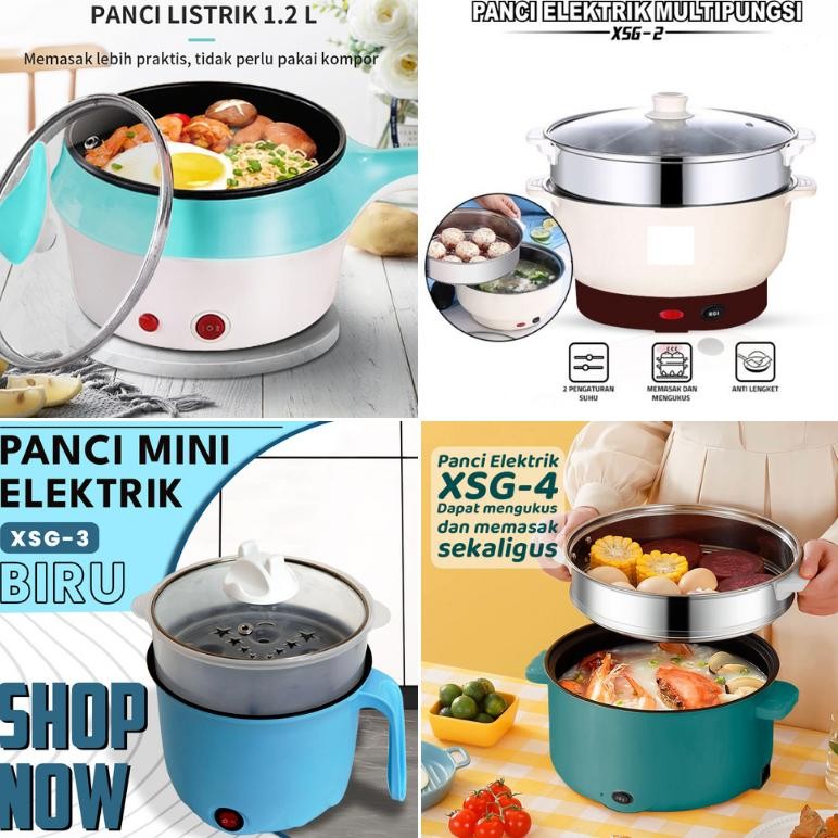 COD TERMURAH Panci Listrik Mie Nasi Ada Kukusan Gagang Anti Panas Hotpot Elektrik 2 Layer Panci List