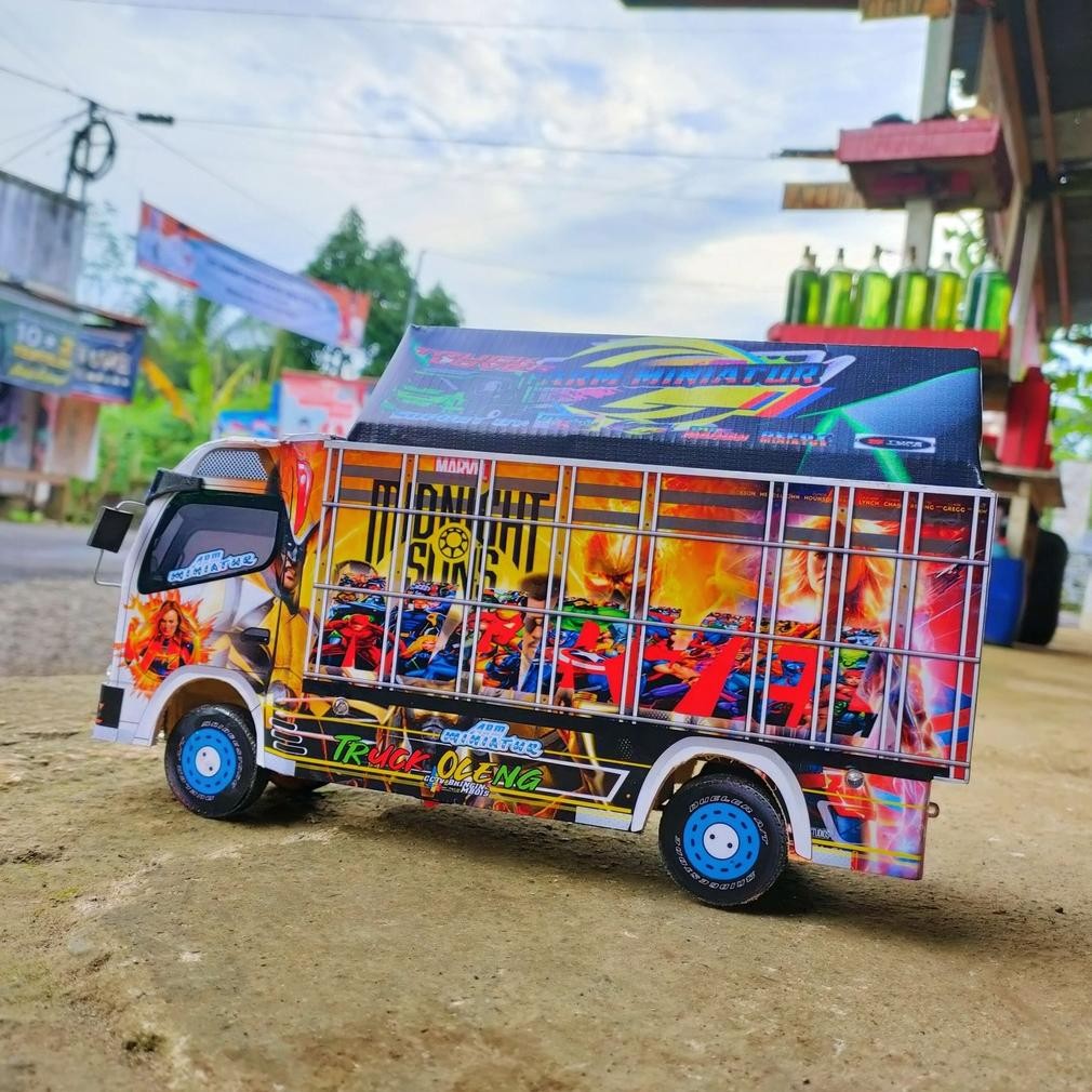 Miniatur Truk Mobil Remote Control Truk Oleng  Kayu Full Lampu Jumbo Murah Marvel