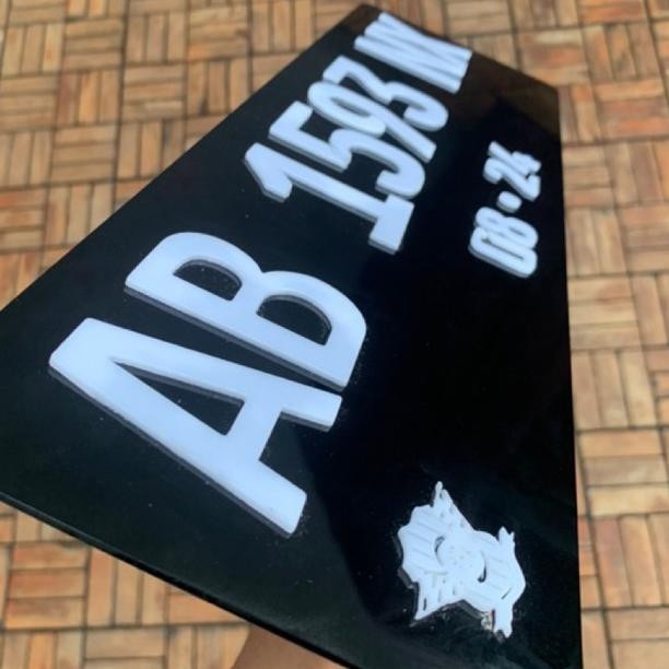Plat Mobil akrilik Timbul Mewah Putih Hitam 3D, Plat nomor mobil elegan, Plat nomor mobil custom,