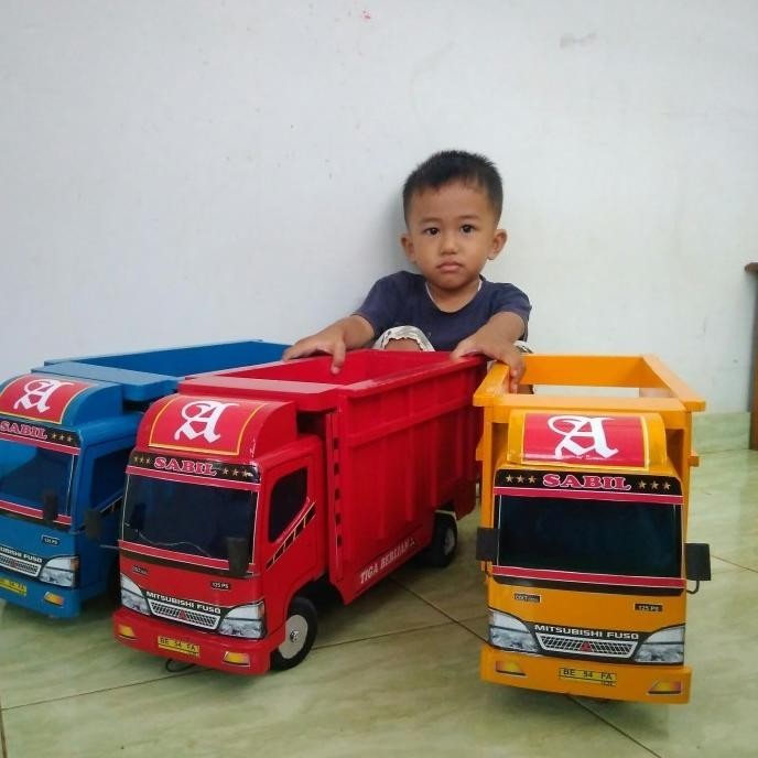 Terlaris Mainan mobil truk kayu miniatur truck oleng mobilan besar