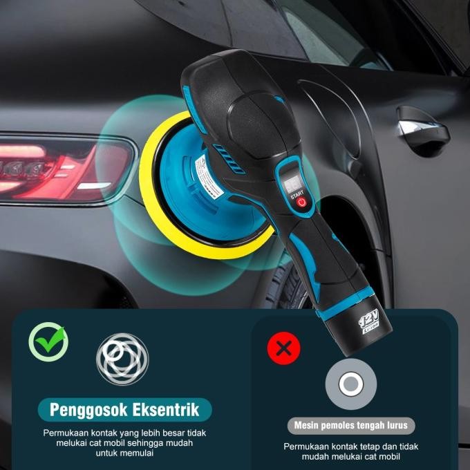 Sale Cordless Mesin Poles 12V Polisher Machine 6" Multifungsi  Electronic Polisher  Body Motor Bater