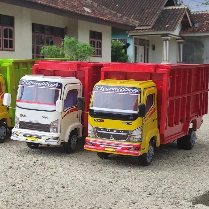 Ready Miniatur mobil mainan truk oleng kayu truck isuzu canter besar 53cm