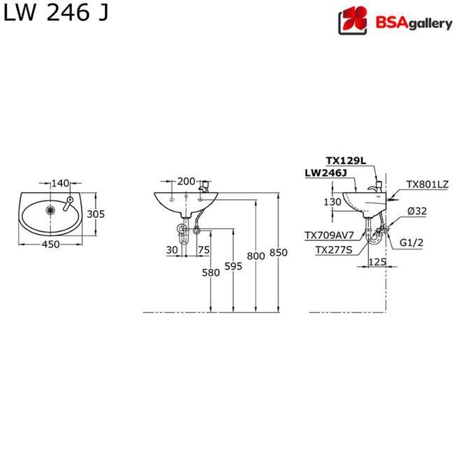 Murah Wastafel Toto Lw 246 J / Wastafel Set Toto / Wastafel Body Only