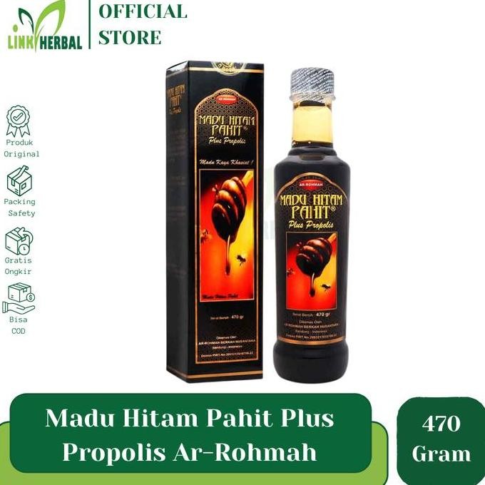 

Madu Hitam Pahit Ar Rohmah Plus Propolis I Madu Arrohmah Isi 470Gr Original Terbaru