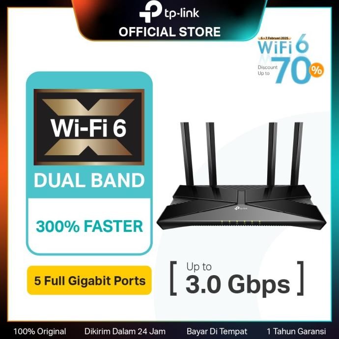 promo TP-Link Archer AX53 Wi-Fi 6 Router AX3000 Dual Band Gigabit OFDMA MU-MIMO Wireless 4Antennas I
