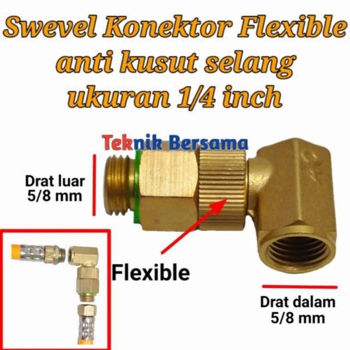 Swevel anti kusut selang L ukuran 1/4 inch