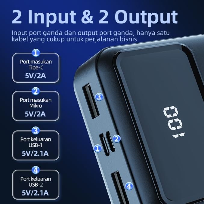 KIVEE Powerbank 20000 mah Power Bank Fast Charging Murah Mini LCD