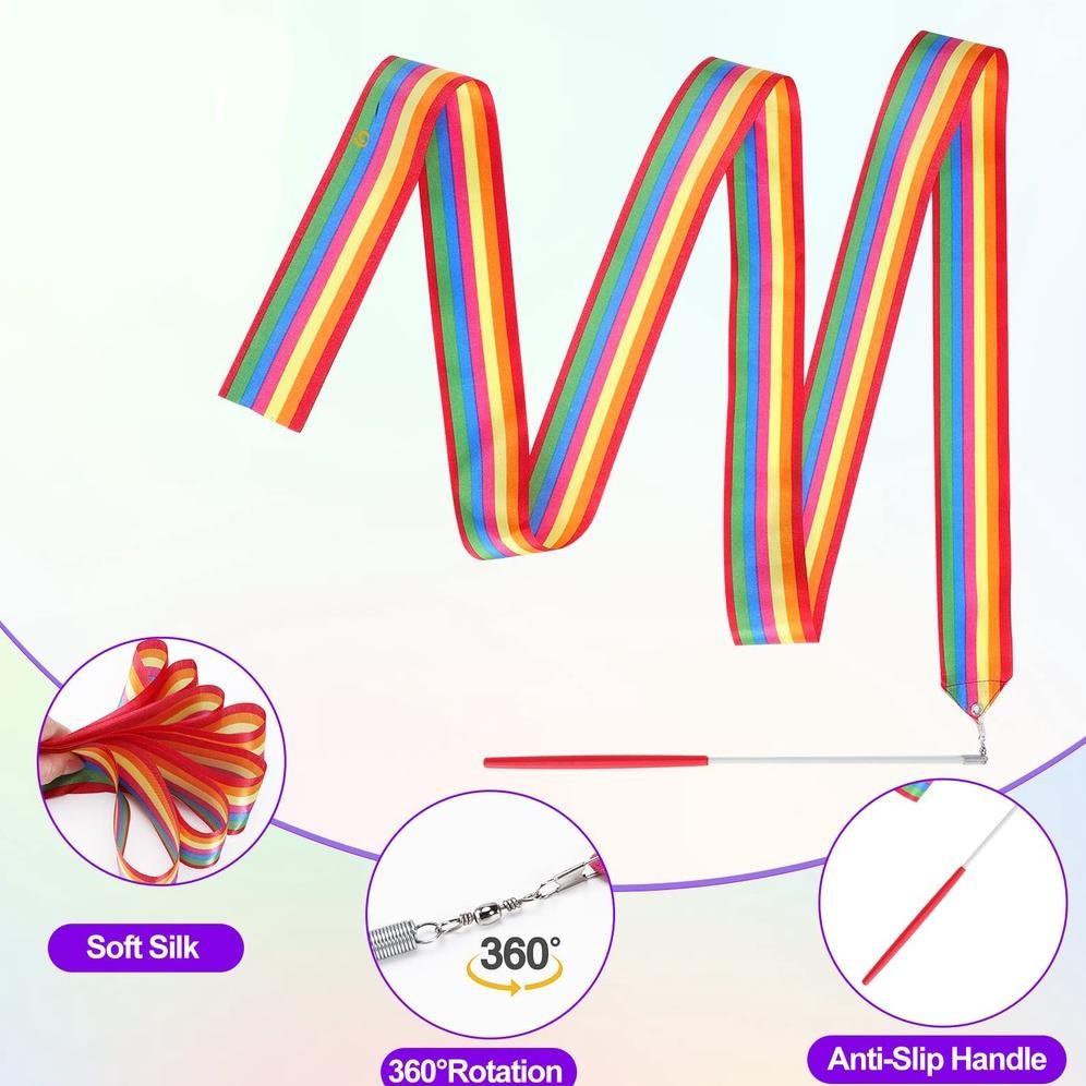 4M Twirling Ribbon Colorful Ballet Ribbon Alat Tari Tamborin Gereja Props Senam Ballet Pita Twirling