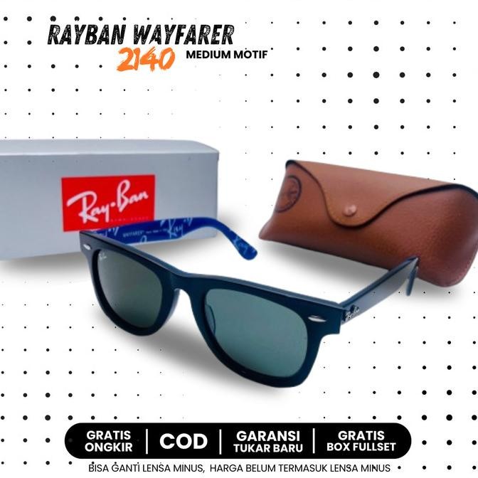 new kacamata hitam RAYBAN006 wayfarer 2140 LENSA KACA MEDIUM MOTIF / kacamata fashion / kacamata gay