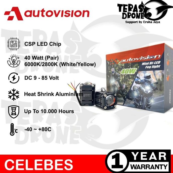 Mini BILED Projector Autovision Celebes 40 Watt - 4 Mode Lampu Biled