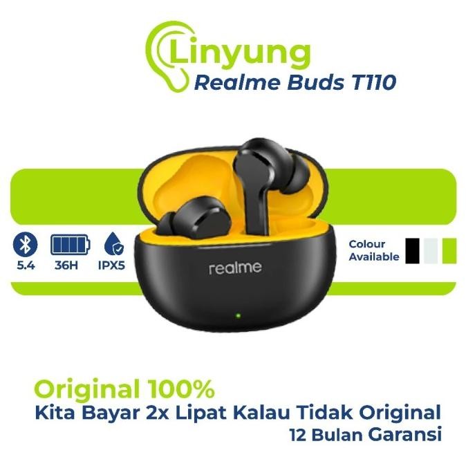 TWS Headset Wireless Nirkabel Bluetooth Gaming realme Buds T110 Handset Henset Android Iphone