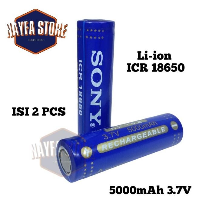 Terlaris Baterai Charger/Cas Ulang Icr 18650 5000Mah 3,7V Biru Isi 2Pcs Flattop