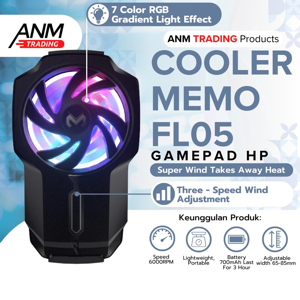 MEMO FL05 COOLER HANDPHONE FL05 / PENDINGIN HP MEMO FL05 / GAMING FAN