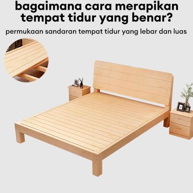 Tempat Tidur Dipan 180CM Sandaran Tempat Tidur Kayu Solid Kamar Tidur Tempat Tidur Kayu Ranjang Dipa