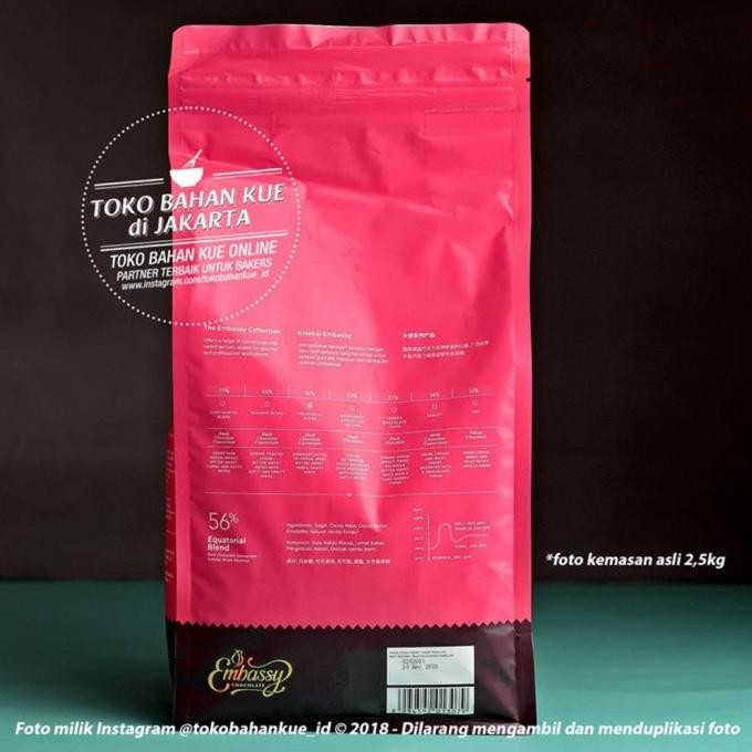 

Sale Embassy Chocolate - Equatorial Blend 56% 1Kg Dark Couverture Tulip