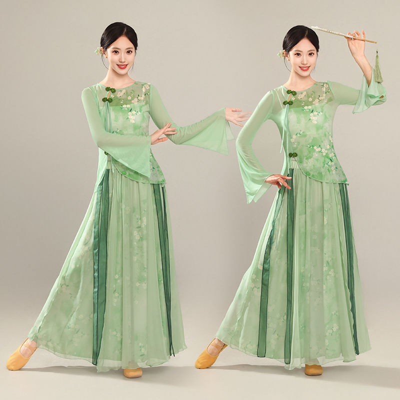 Pakaian Dansa Wanita, Baju Kasa Cheongsam Klasik Cina Latihan Peregangan Klasik Kostum Elegan