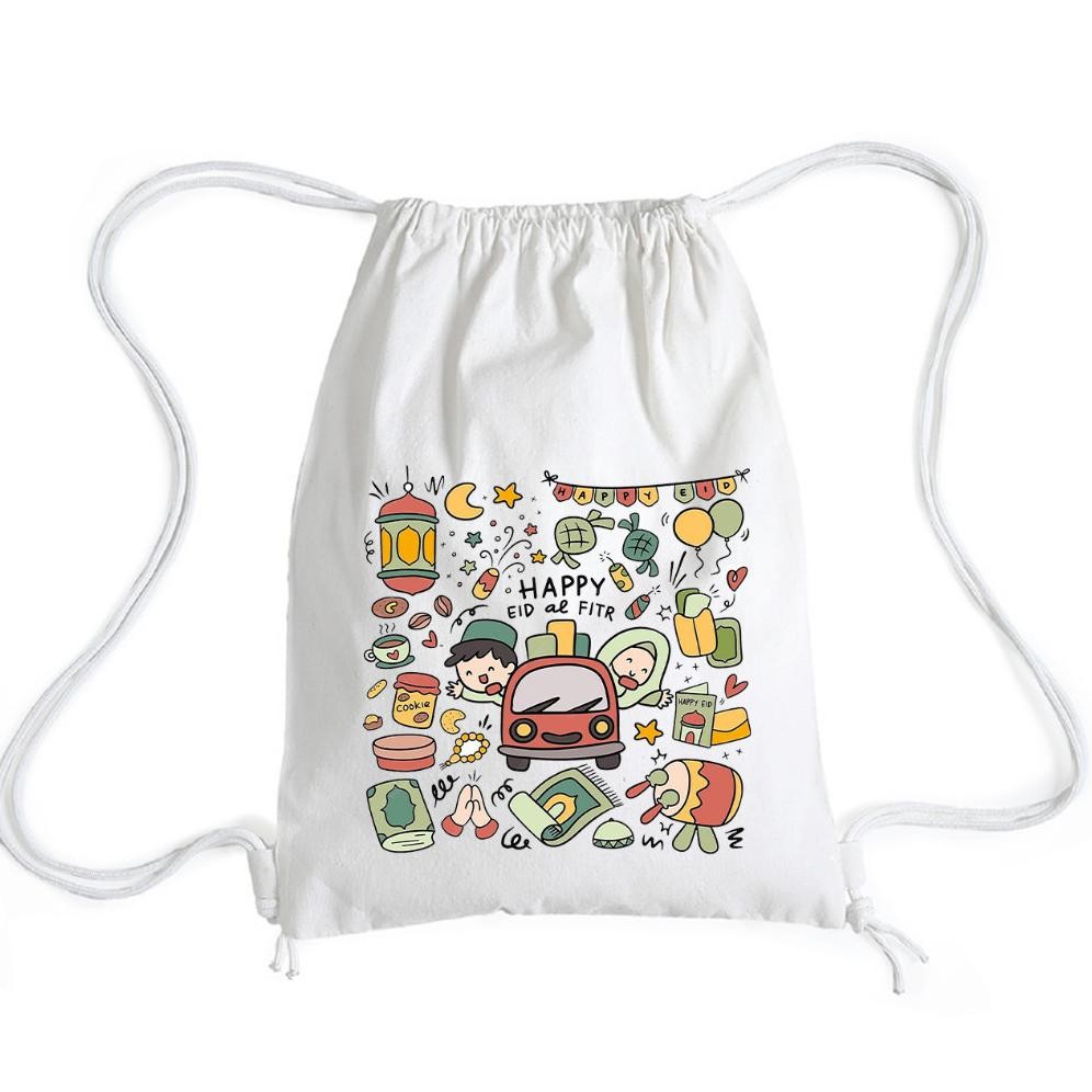 h-4 ad-56 Tas Ransel Serut - Stringbag Kanvas Tebal Tali Sumbu Motif Ramadhan l Digedot.Id Termurah 