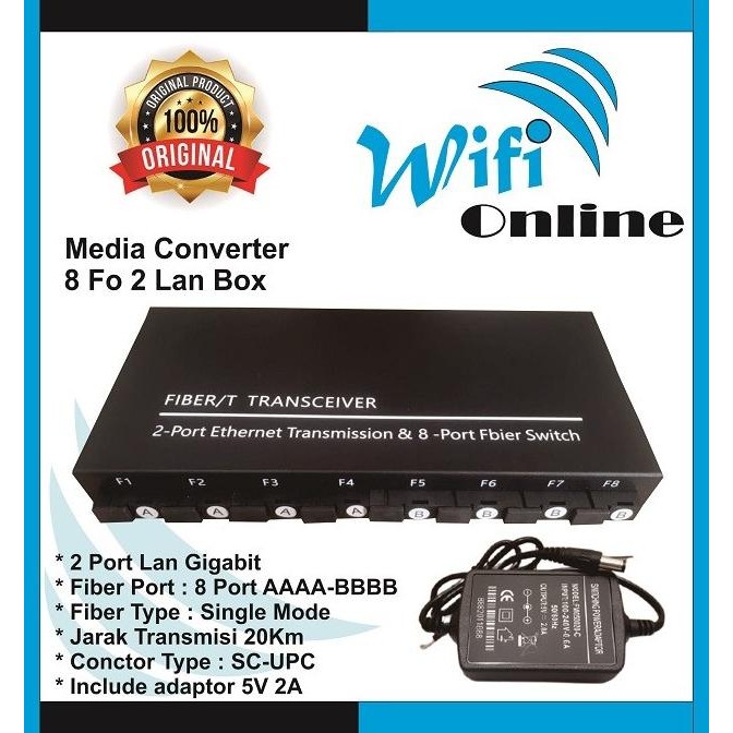 Media Converter 8 Port FO 2 Port LAN