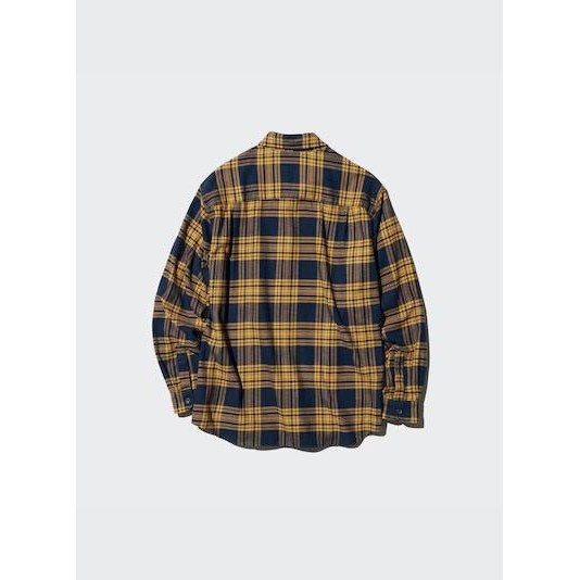 KEMEJA PRIA UNIQLO FLANNEL KOTAK LENGAN PANJANG 431478 KUNING YELLOW