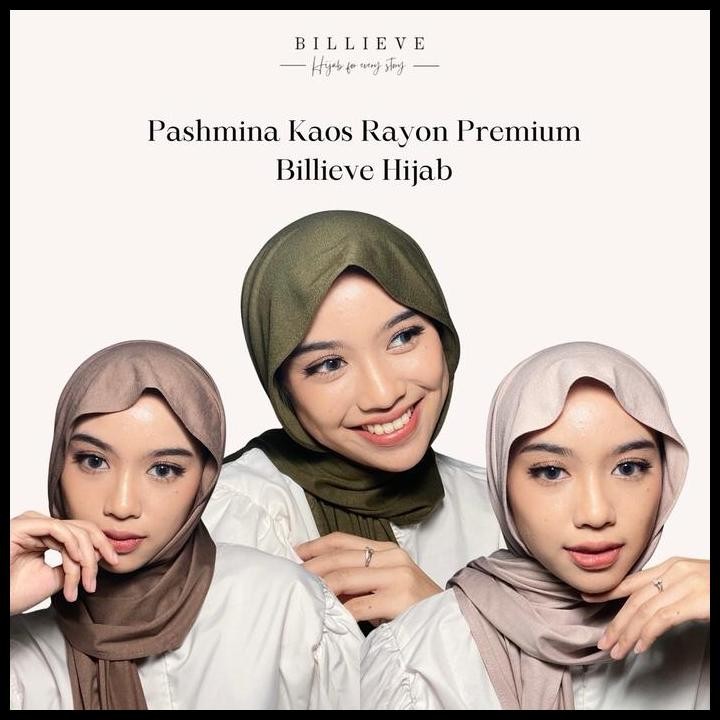 Pashmina Kaos Rayon Billieve Hijab Polos Muslim Kerudung Terbaru