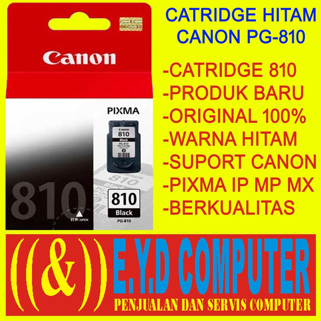 CATRIDGE CANON PG 810 BLACK ORIGINAL KETRID HITAM PRINTER PIXMA CATRID IP2770 IP2772 MP245 MP258 MP2