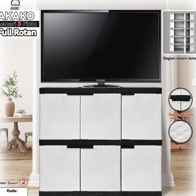 LEMARI PLASTIK AKAKO FANCY 3 PINTU MEJA TV SERBAGUNA PLASTIK