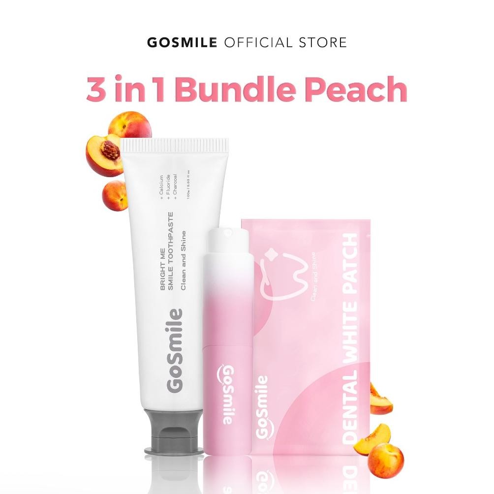 MARINA GO SLE BUNDLE MOUTHSPRAY PEACH + TOOTHPASTE + DENTAL PATCH WHITENING - PAKET LENGKAP PERAWATA