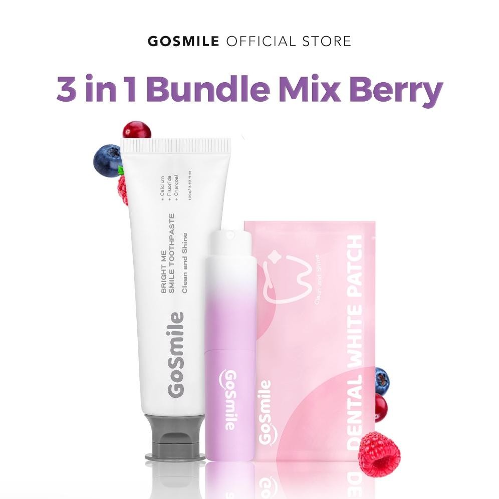 MARINA GO SLE BUNDLE MOUTHSPRAY X BERRY + TOOTHPASTE + DENTAL PATCH WHITENING - PAKET LENGKAP PERAWA