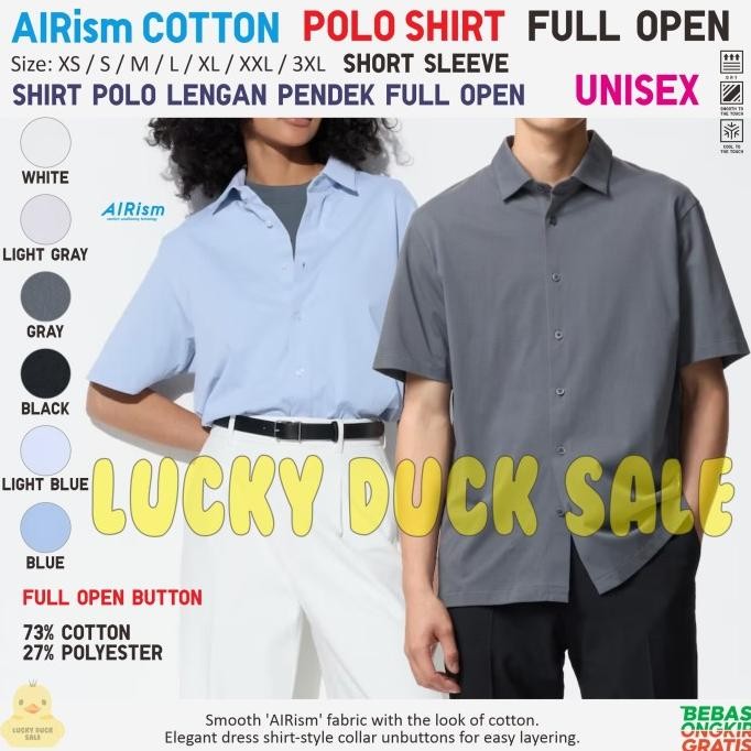 UNIQLO Airism Polo Shirt Full Open Kaos Kemeja Kerah Lengan Pendek Dry