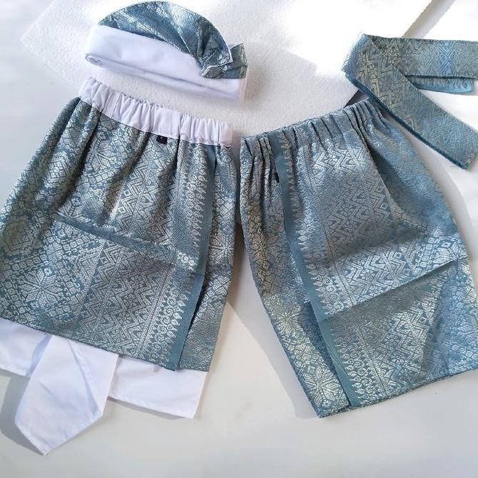 KAMEN JADI ANAK SEMI SONGKET WARNA DENIM PAKAIAN ADAT BALI