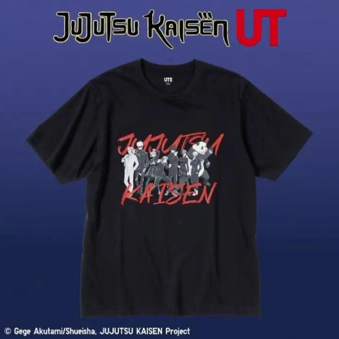 Kaus Kaos Tees Uniqlo Jujutsu Kaisen Hitam Original Manga
