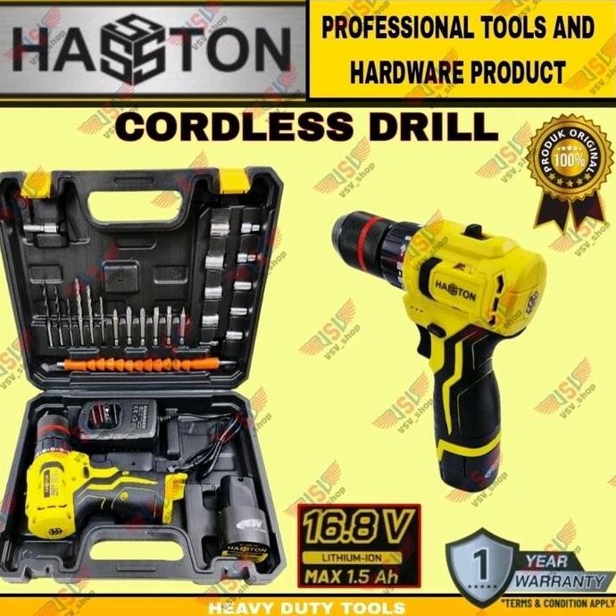 ready !!! HASSTON Cordless Drill 10mm Brushless 16.8V Mesin Bor Cordless murah