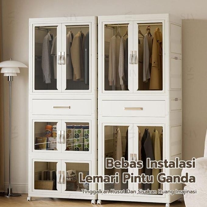 65cm Besar Lemari Baju Bayi Plastik Lemari Pakaian Estetik Minimalis Anak Lemari Plastik Susun