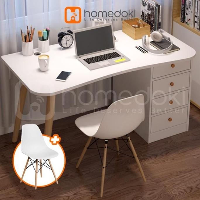 meja komputer minimalis murah Plus Kursi/ Laptop Desk/ Meja Laptop /Meja Belajar / Meja Kerja Kayu /