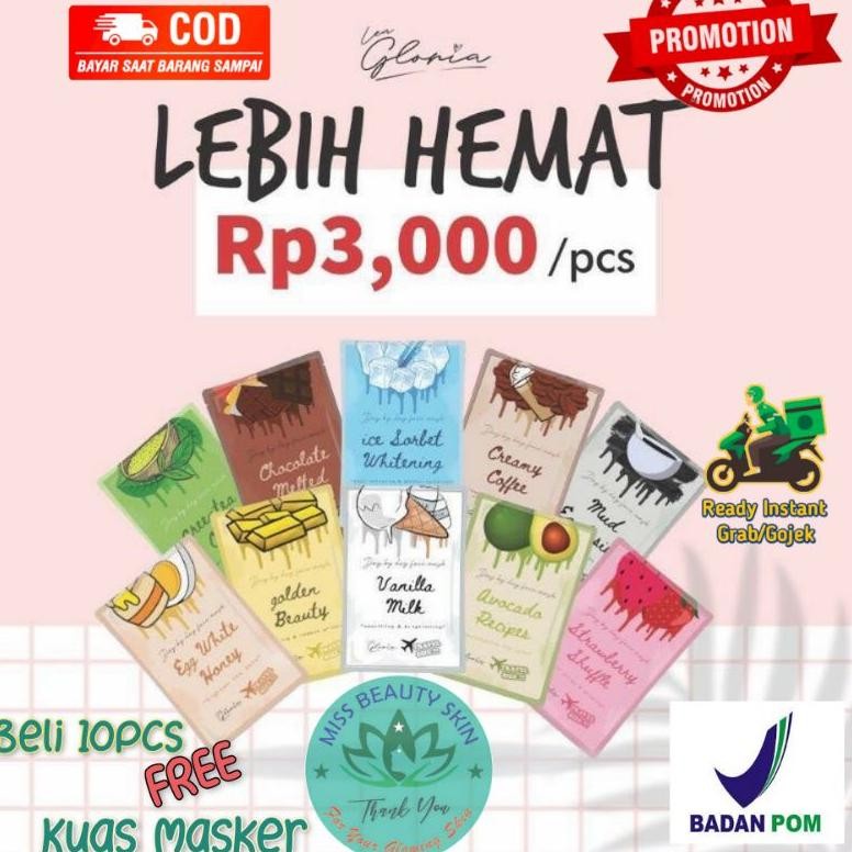 Me41 gha-65 PROMO TERBATAS Masker Wajah Bpom Bubuk Organic Lea Gloria Travel Size 10gr Bukan Peel Of