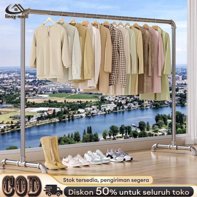 Jemuran Baju Besi Stainless 200CM Jemuran Baju Outdoor Jemuran Gantungan Baju Besi Panjang
