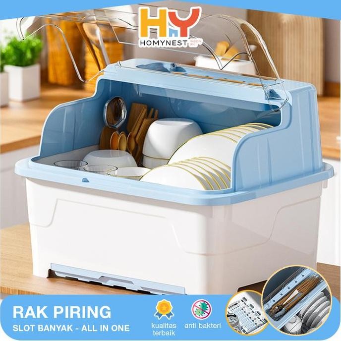 Diskon Homynest Rak Tempat Gelas Piring Anti Debu Dengan Penutup