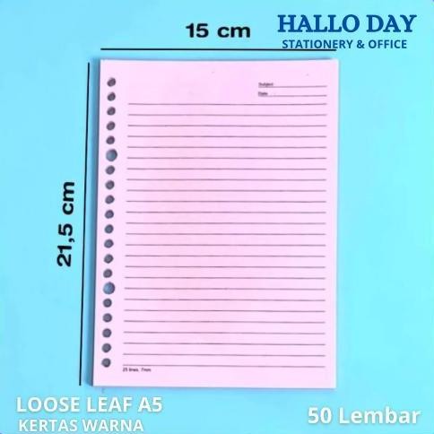 

Hg-24 Hd Loose Leaf Ukuran A5 Isi 50-Lembar Kertas Warna / Kertas Binder / Isi Binder A5