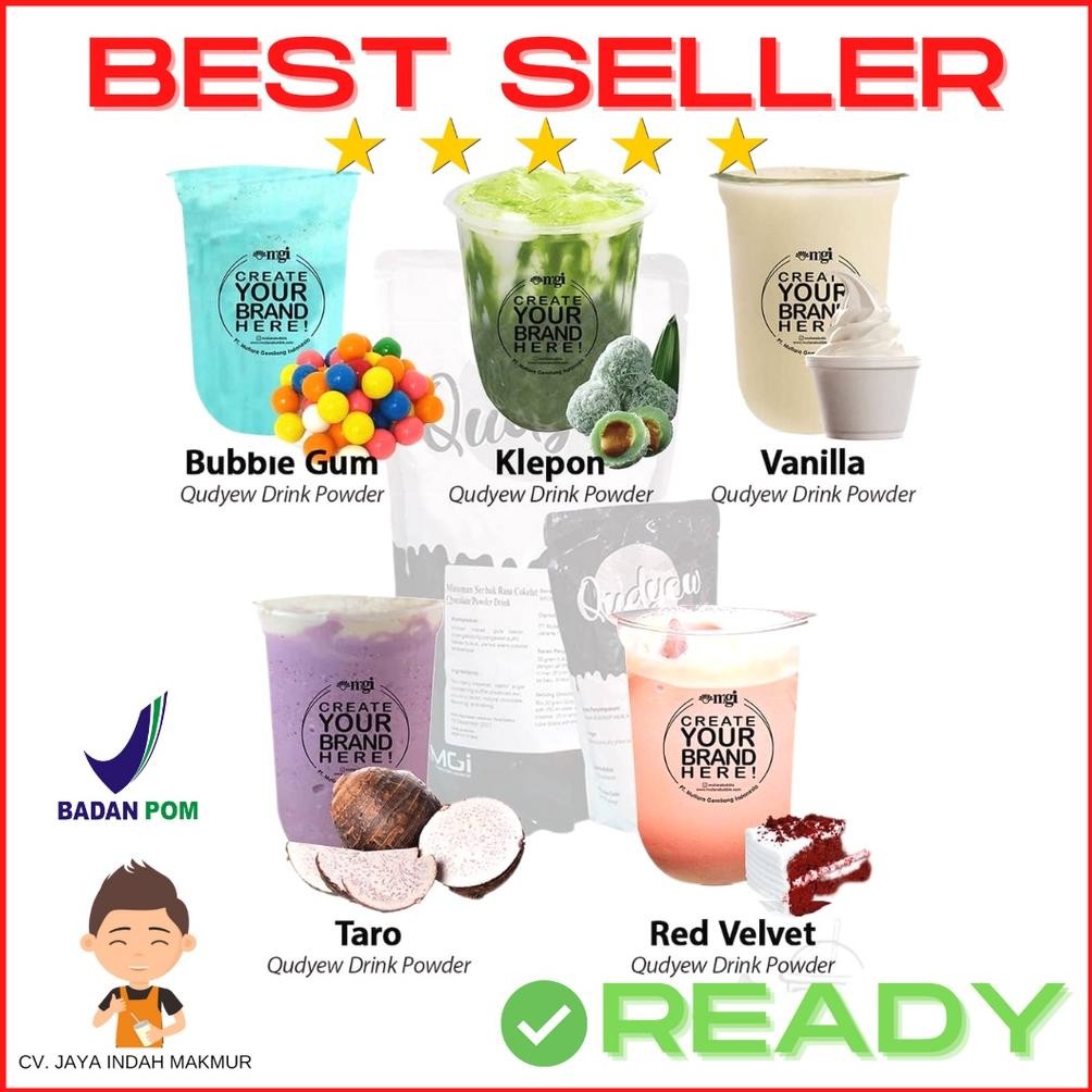 Re27 Qudyew Drink Powder Import Taiwan Bubuk Minuman Taro Chocolate Thai Tea Strawberry Mango Avocad