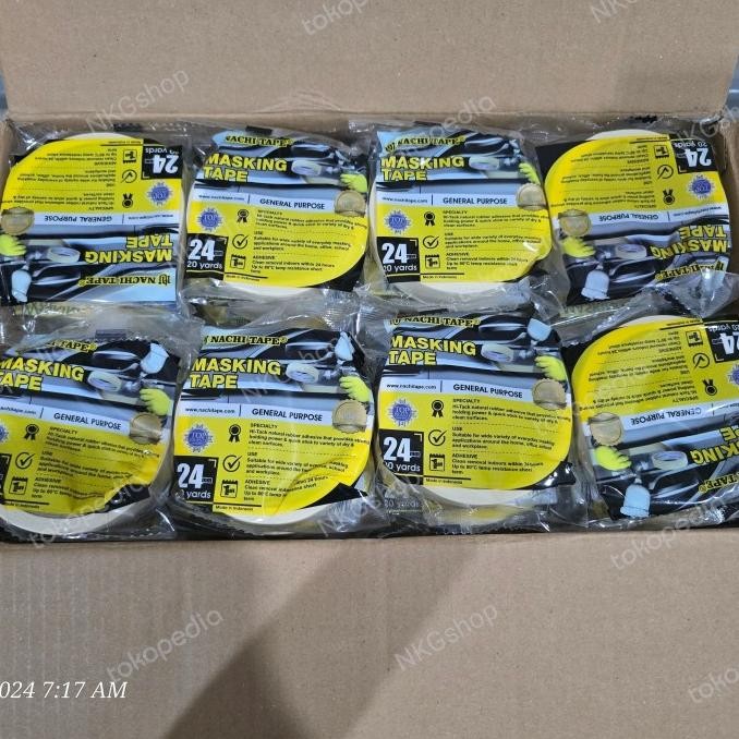 

Masking tape/Lakban kertas Nachi 1inch 24mm x 18mtr(min 1dus = 96roll) by Radhiant official