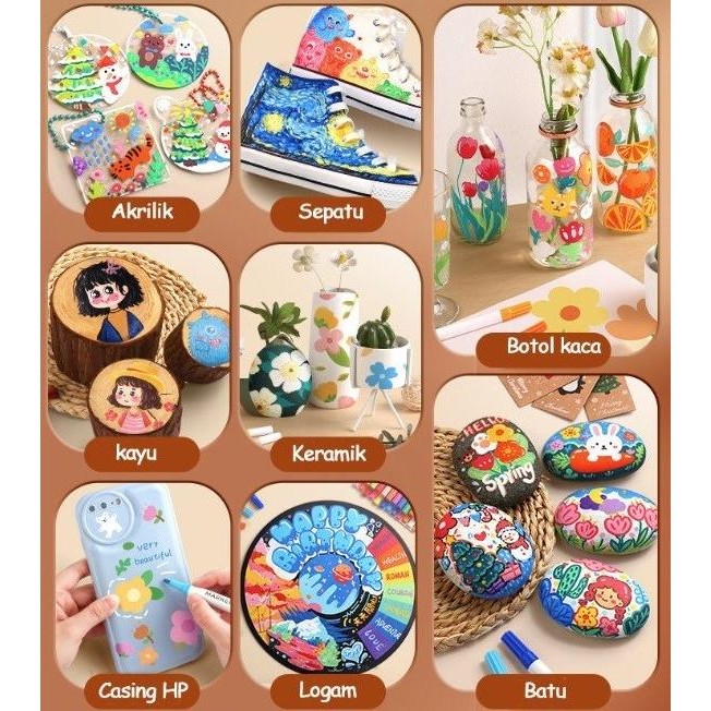 

Pen Akrilik Maker cepat kering tahan air spidol Acrylic painter anak by Radhiant official