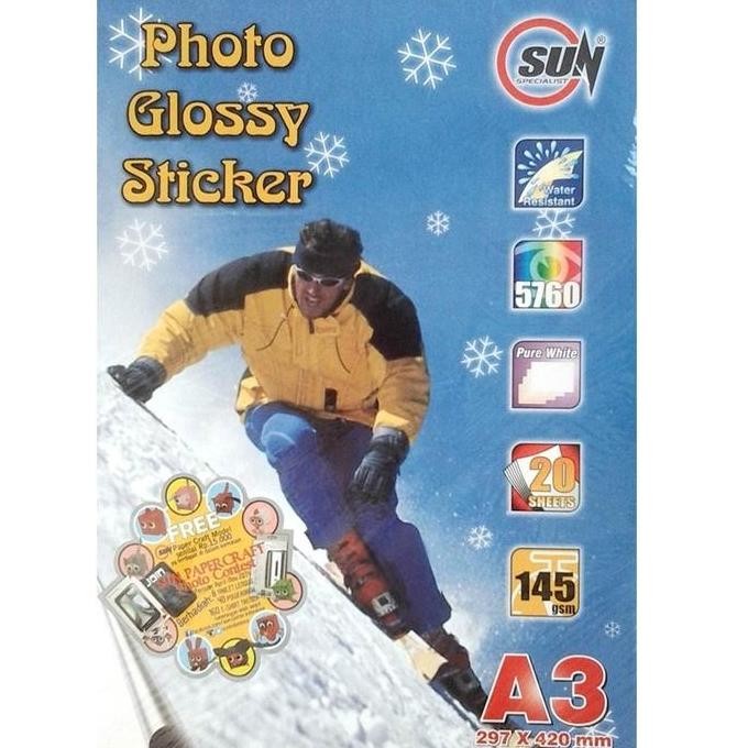 

Sun Photo Glossy Sticker 145 Gsm A3 (Kertas Stiker) Best Seller