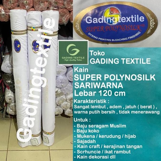 Sale ( per 1 meter ) kain katun putih lembut POLINO SILK POLYNOSILK SARI WARNA eceran meteran lebar 