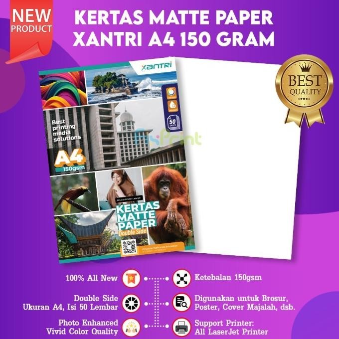 

Kertas Matte Double Side A4 150Gsm 50 Sheets Photo Paper 150 Gram Best Seller