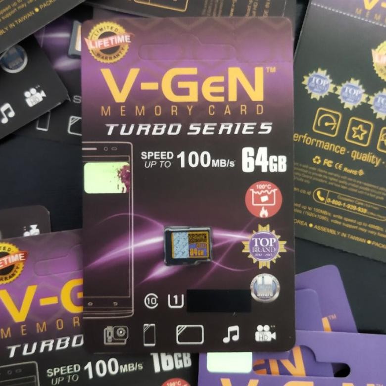 Memory Card V-Gen 64gb Class 10 Turbo Series Kartu Memori Micro SD Vgen