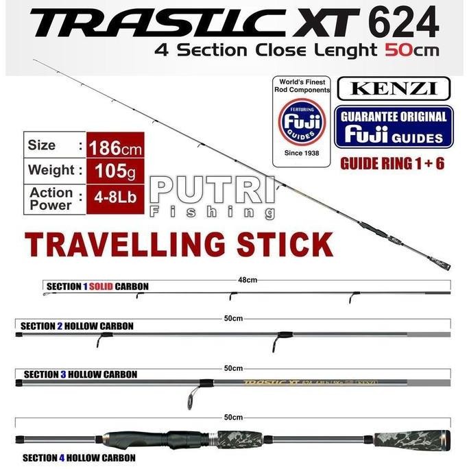 JORAN KENZI TRASTIC XT 624 TRAVEL ROD FUJI GUIDES 4-8LBS SPINNING PANCING ORIGINAL DAN TERPERCAYA