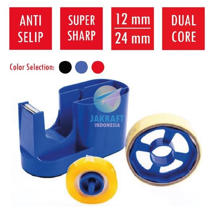 

(1 Unit) Tape Dispenser JOYKO Dual Core 2 in 1 TD-09N Tempat Isolasi Besar / Solatip Kecil by Radhiant official
